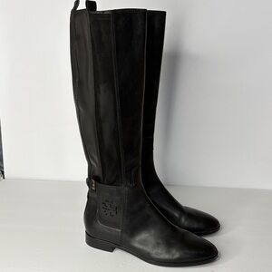 Tory Burch Black Wyatt Leather Riding Knee Boots